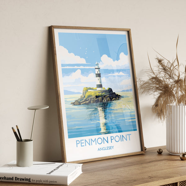 Penmon Point Travel Poster, Penmon Point Travel Print, Penmon Lighthouse, Anglesey, Wales, Welsh Art, Anglesey Gift, Wall Art Print