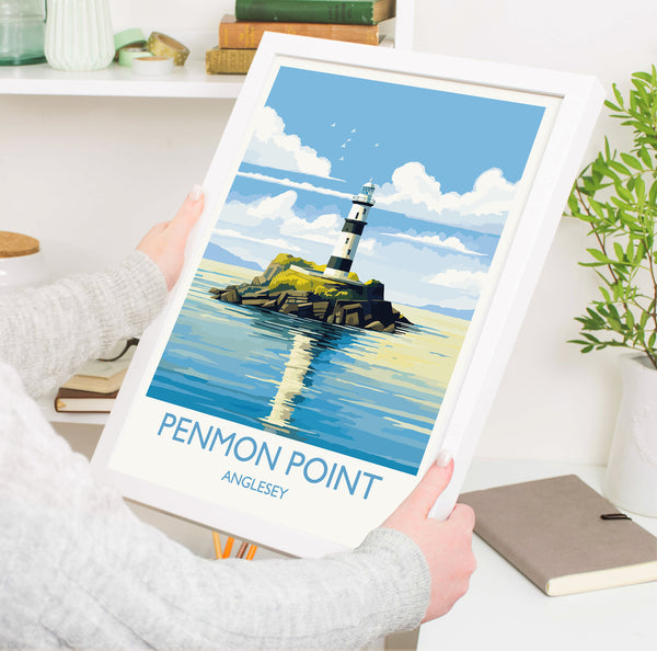 Penmon Point Travel Poster, Penmon Point Travel Print, Penmon Lighthouse, Anglesey, Wales, Welsh Art, Anglesey Gift, Wall Art Print