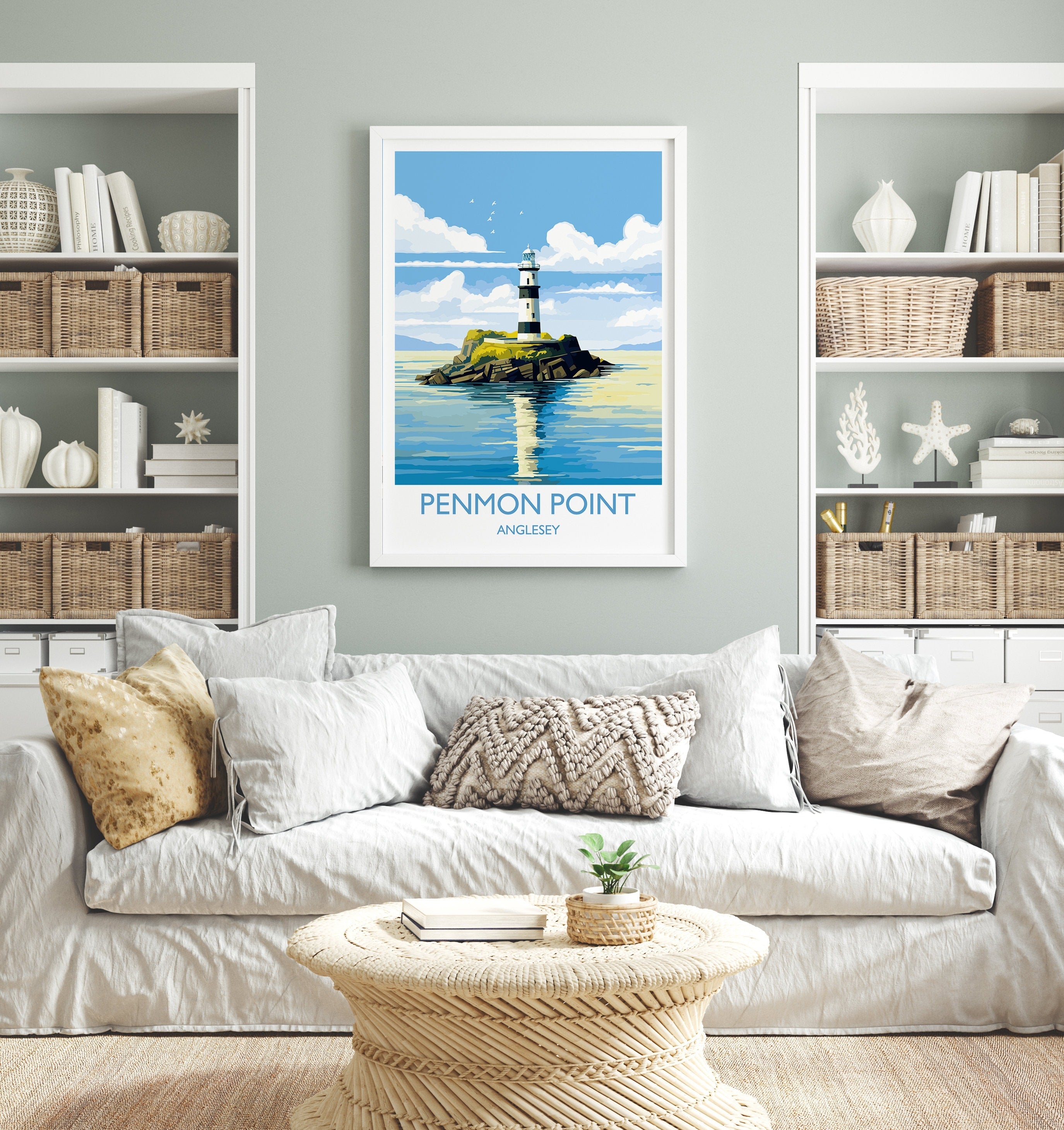 Penmon Point Travel Poster, Penmon Point Travel Print, Penmon Lighthouse, Anglesey, Wales, Welsh Art, Anglesey Gift, Wall Art Print NQ Media Designs