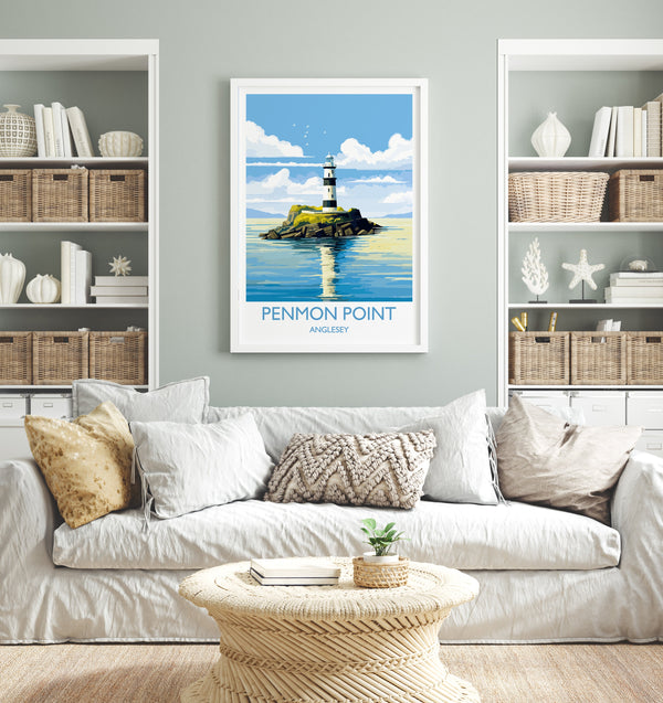 Penmon Point Travel Poster, Penmon Point Travel Print, Penmon Lighthouse, Anglesey, Wales, Welsh Art, Anglesey Gift, Wall Art Print