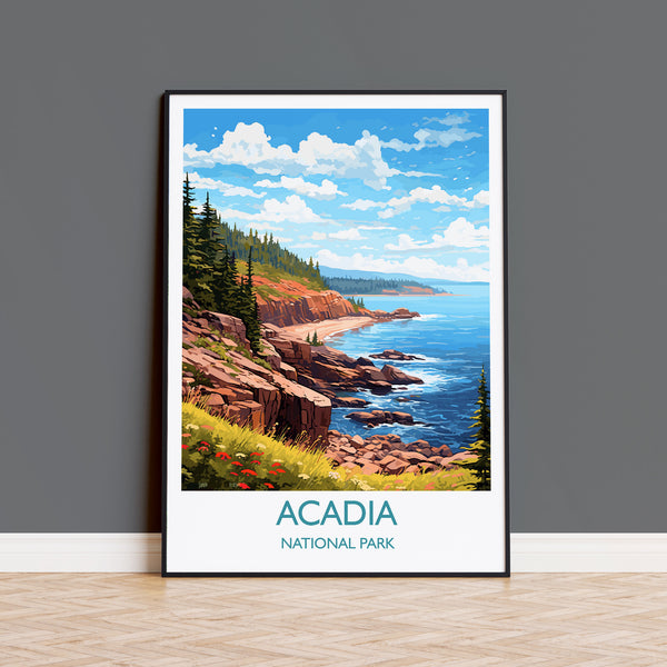 Acadia Travel Print, Travel Poster of Acadia National Park, Maine, USA, Acadia Travel Gift