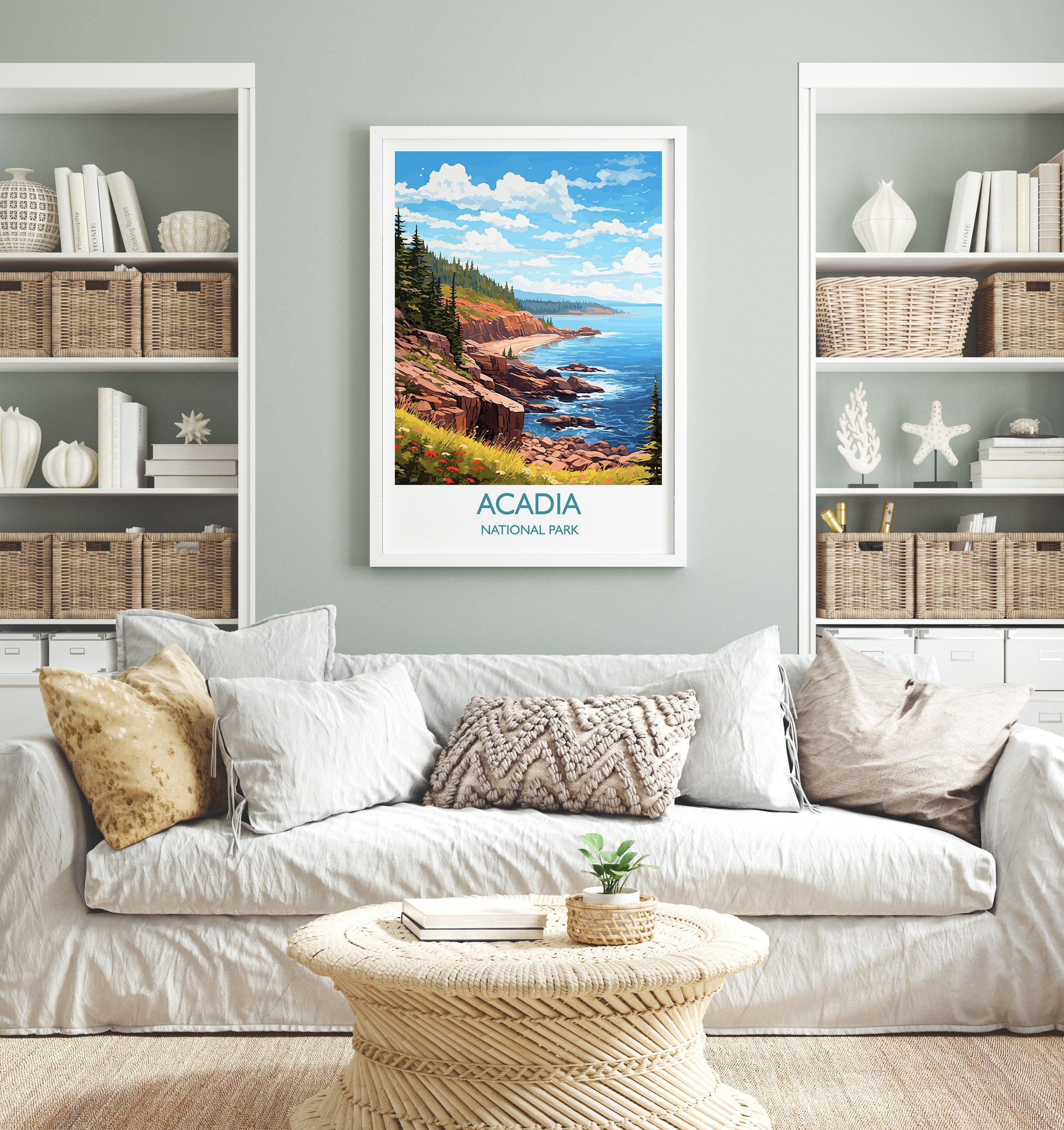 Acadia Travel Print, Travel Poster of Acadia National Park, Maine, USA, Acadia Travel Gift NQ Media Designs
