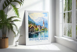 Interlaken Poster, Travel Print of Interlaken, Switzerland, Interlaken Gift, Travel Watercolour Gift NQ Media Designs