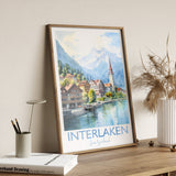 Interlaken Poster, Travel Print of Interlaken, Switzerland, Interlaken Gift, Travel Watercolour Gift NQ Media Designs