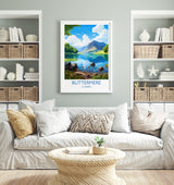 Buttermere Travel Poster, Buttermere Travel Print, England, Cumbria Art, Buttermere Gift, Lake District, Wall Art Print NQ Media Designs