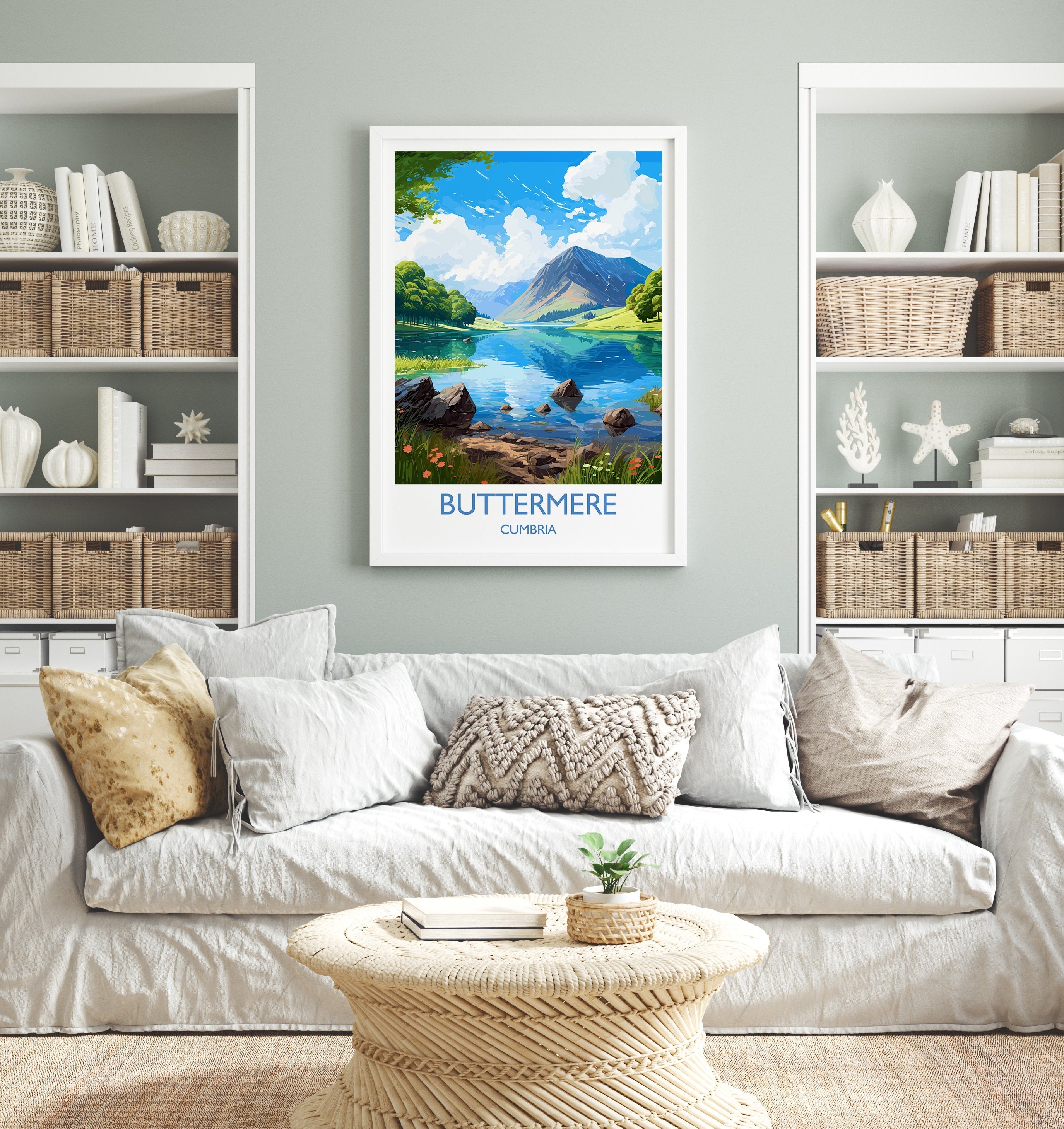 Buttermere Travel Poster, Buttermere Travel Print, England, Cumbria Art, Buttermere Gift, Lake District, Wall Art Print NQ Media Designs