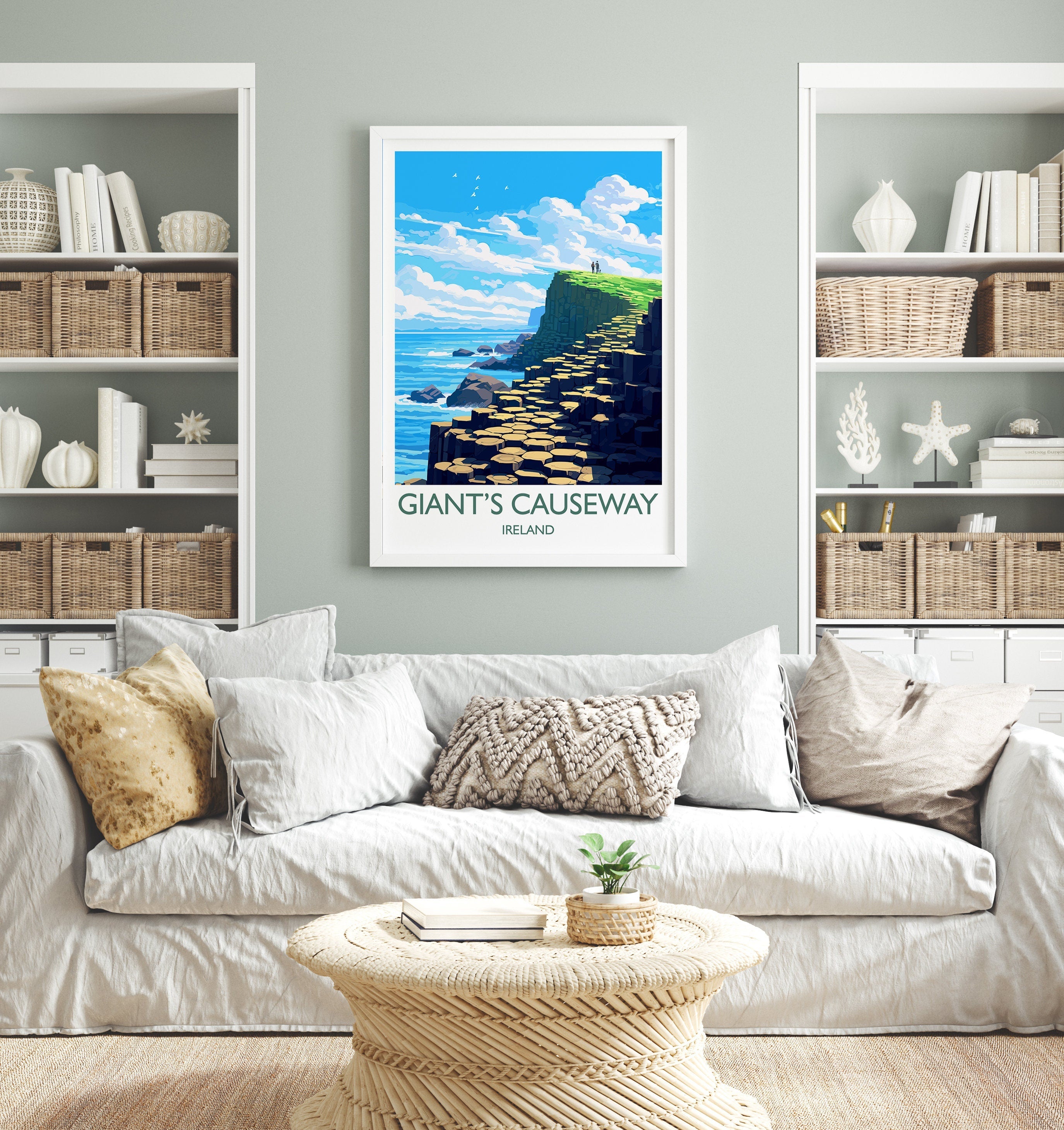 Giants Causeway Travel Print, Travel Poster of Giants Causeway, Ireland, Giants Causeway Gift, Ireland Gift, Wall Art Print NQ Media Designs