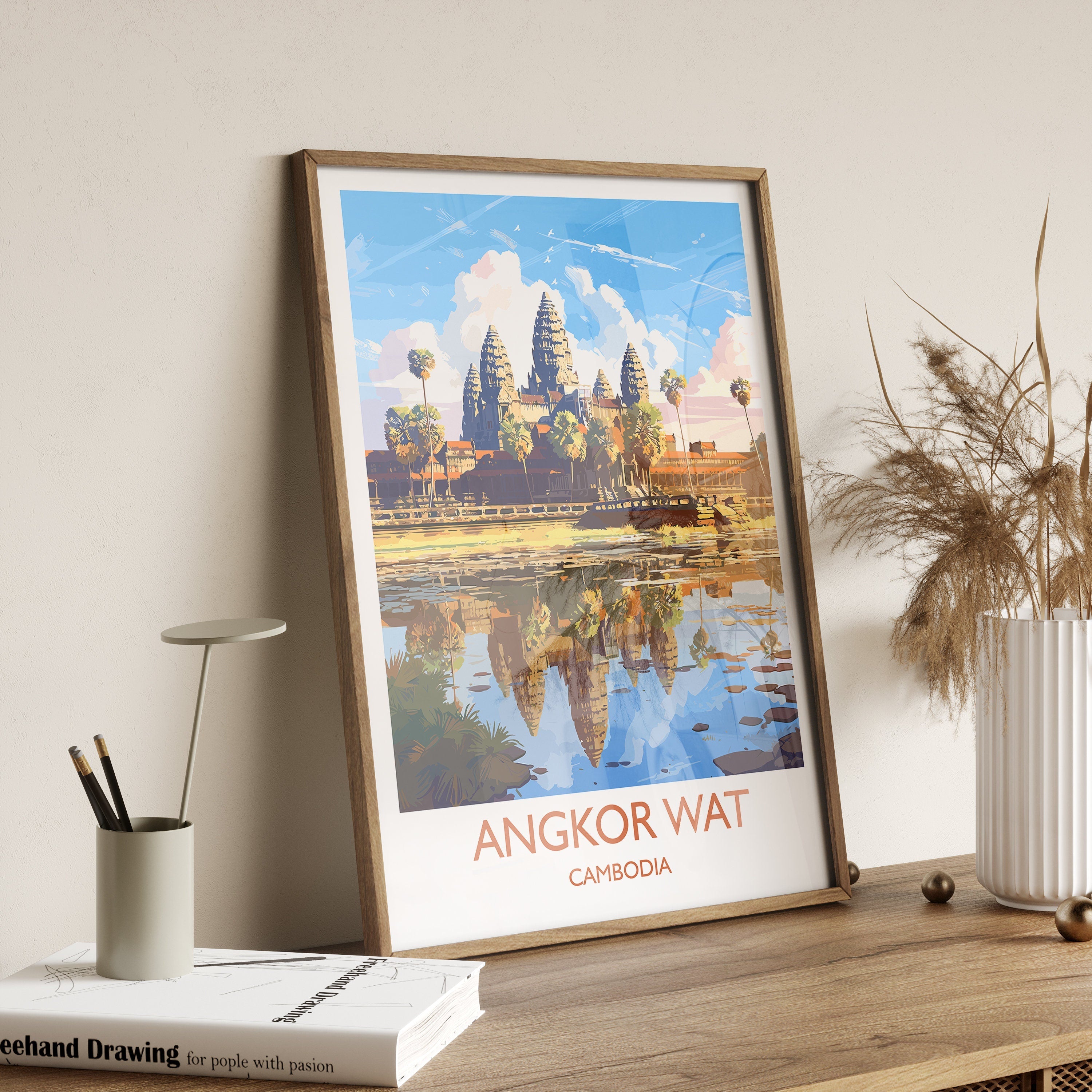 Angkor Wat Travel Print, Travel Poster of Angkor Wat, Cambodia, Angkor Wat Gift, Cambodia Gift, Wall Art Print NQ Media Designs