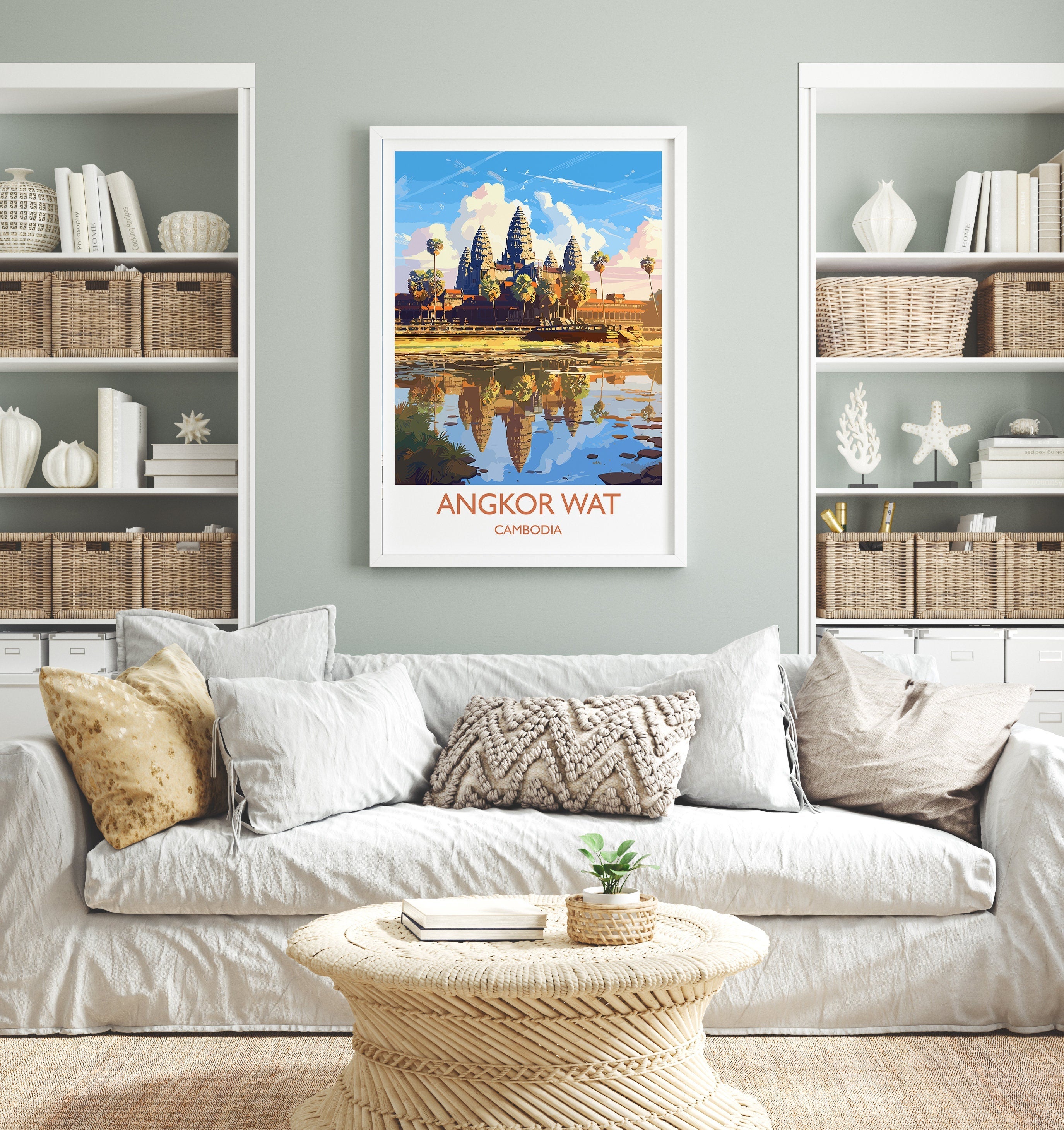 Angkor Wat Travel Print, Travel Poster of Angkor Wat, Cambodia, Angkor Wat Gift, Cambodia Gift, Wall Art Print NQ Media Designs