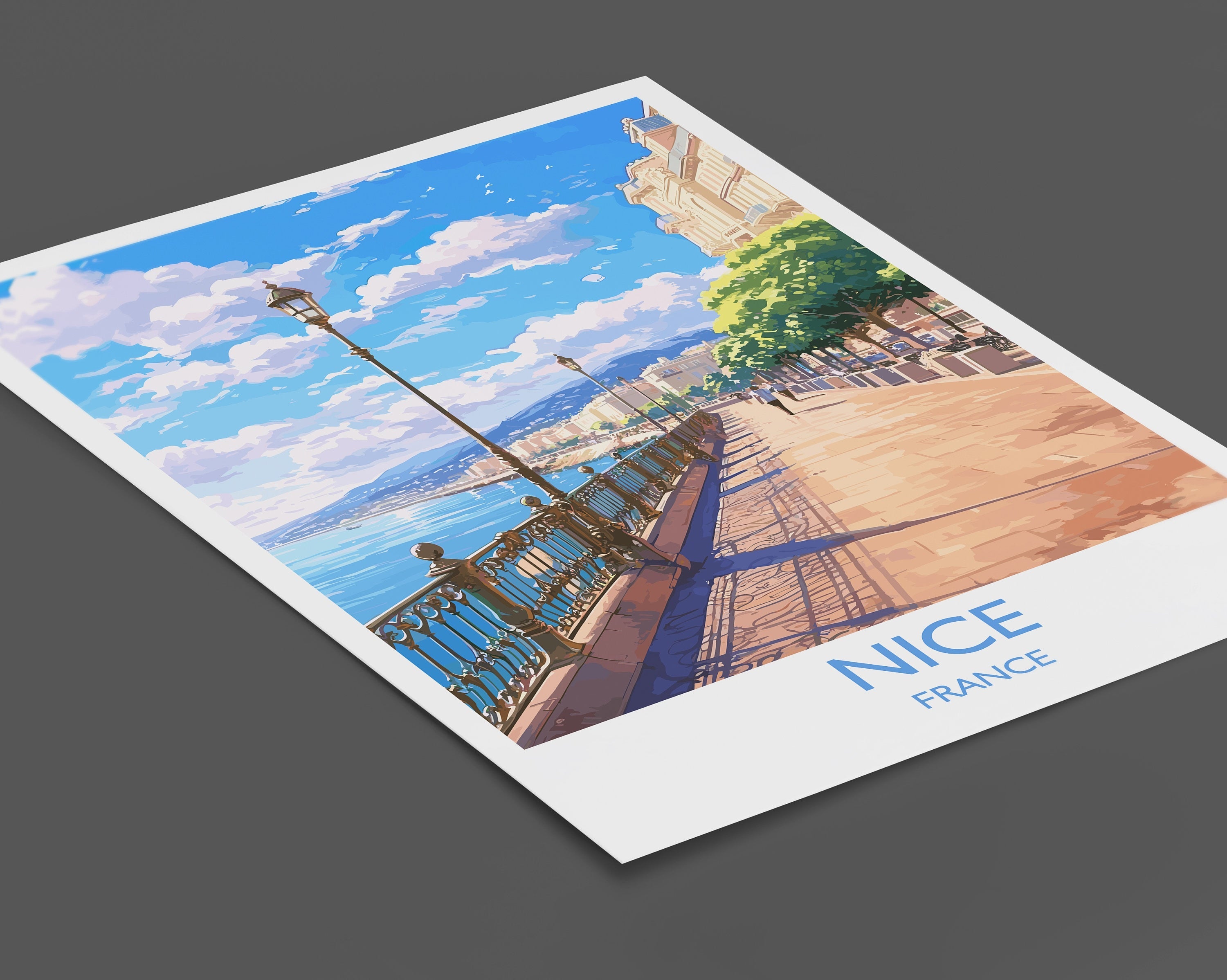 Nice Travel Print, Travel Poster of Nice, France, Nice Art, Nice Gift, Wall Art Print NQ Media Designs