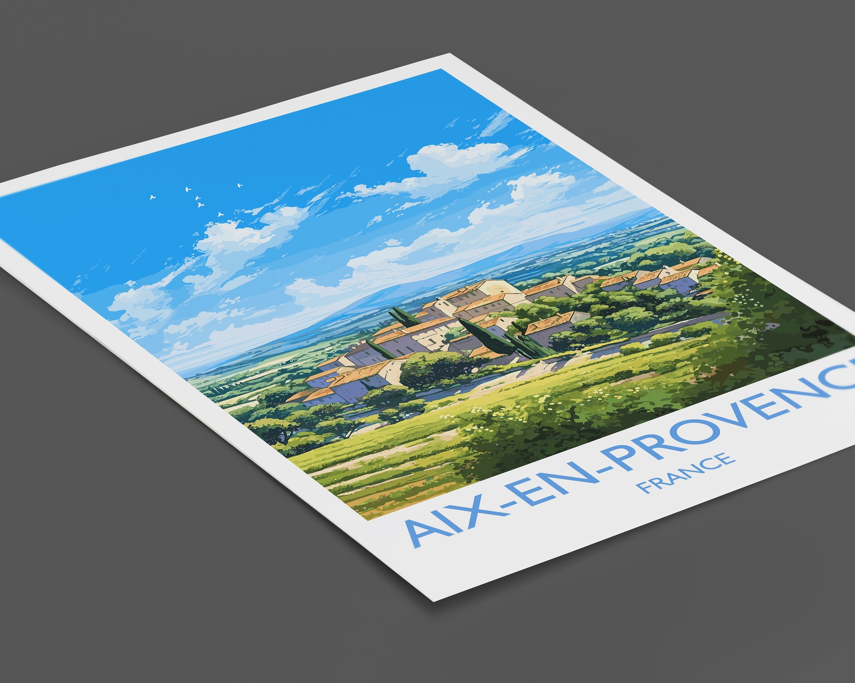 Aix-en-Provence Travel Poster, Travel Print of Aix-en-Provence, France, Provence Art, Aix-en-Provence Gift, Wall Art Print NQ Media Designs