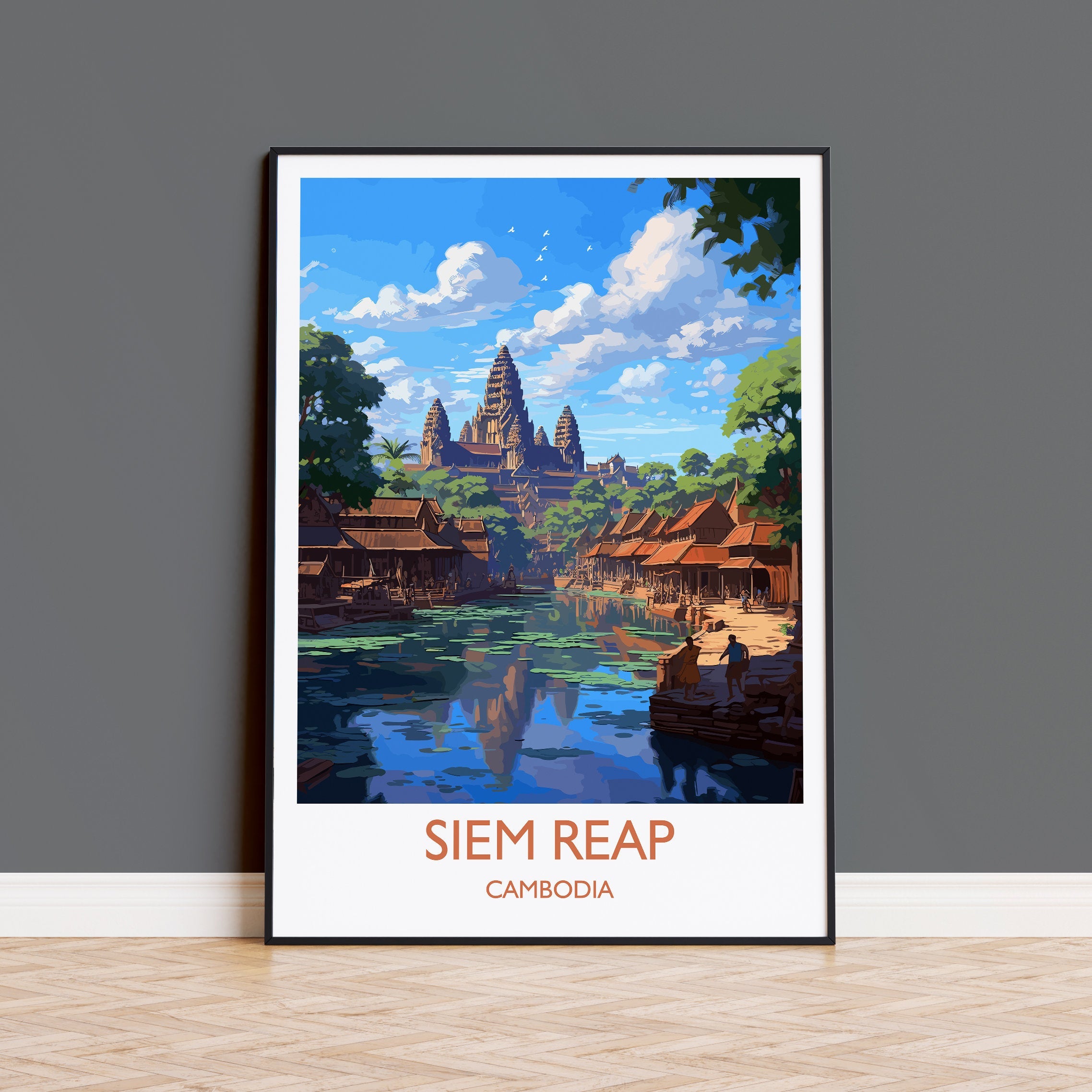 Siem Reap Travel Print, Travel Poster of Siem Reap, Cambodia, Siam Reap Gift, Cambodia Gift, Wall Art Print NQ Media Designs