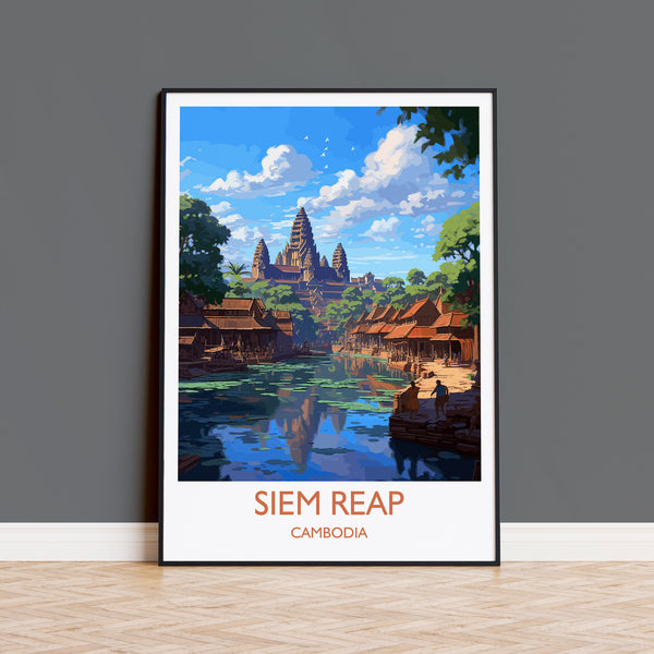Siem Reap Travel Print, Travel Poster of Siem Reap, Cambodia, Siam Reap Gift, Cambodia Gift, Wall Art Print