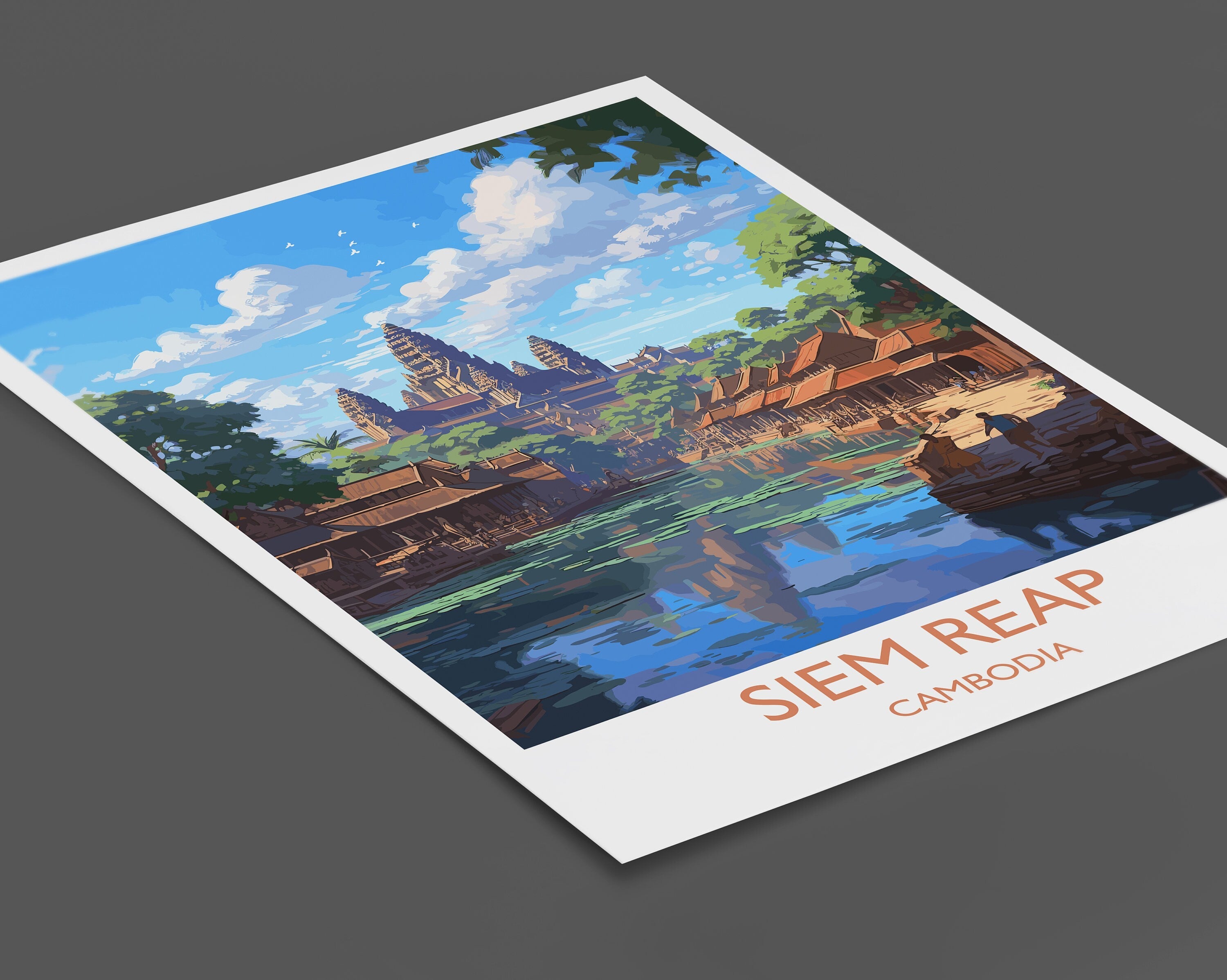 Siem Reap Travel Print, Travel Poster of Siem Reap, Cambodia, Siam Reap Gift, Cambodia Gift, Wall Art Print NQ Media Designs