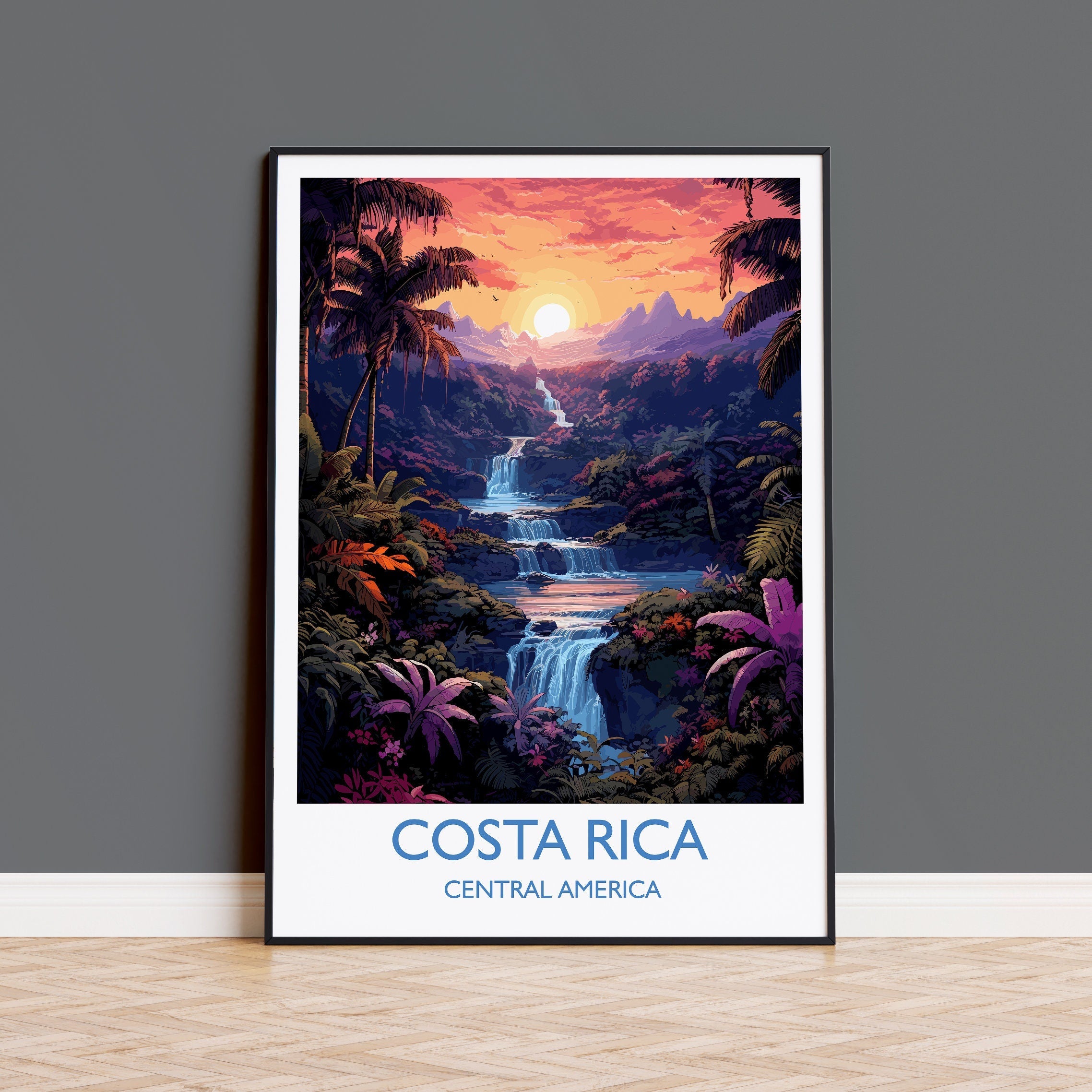 Costa Rica Travel Print, Travel Poster of Costa Rica, Central America, Costa Rica Gift, Wall Art Print NQ Media Designs