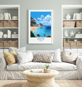 Zante Travel Print, Travel Poster of Zante, Greece Gift, Greek Islands Art, Zante Gift, Wall Art Print NQ Media Designs