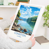 Coniston Travel Poster, Coniston Travel Print, England, Cumbria Art, Coniston Gift, Lake District, Wall Art Print NQ Media Designs