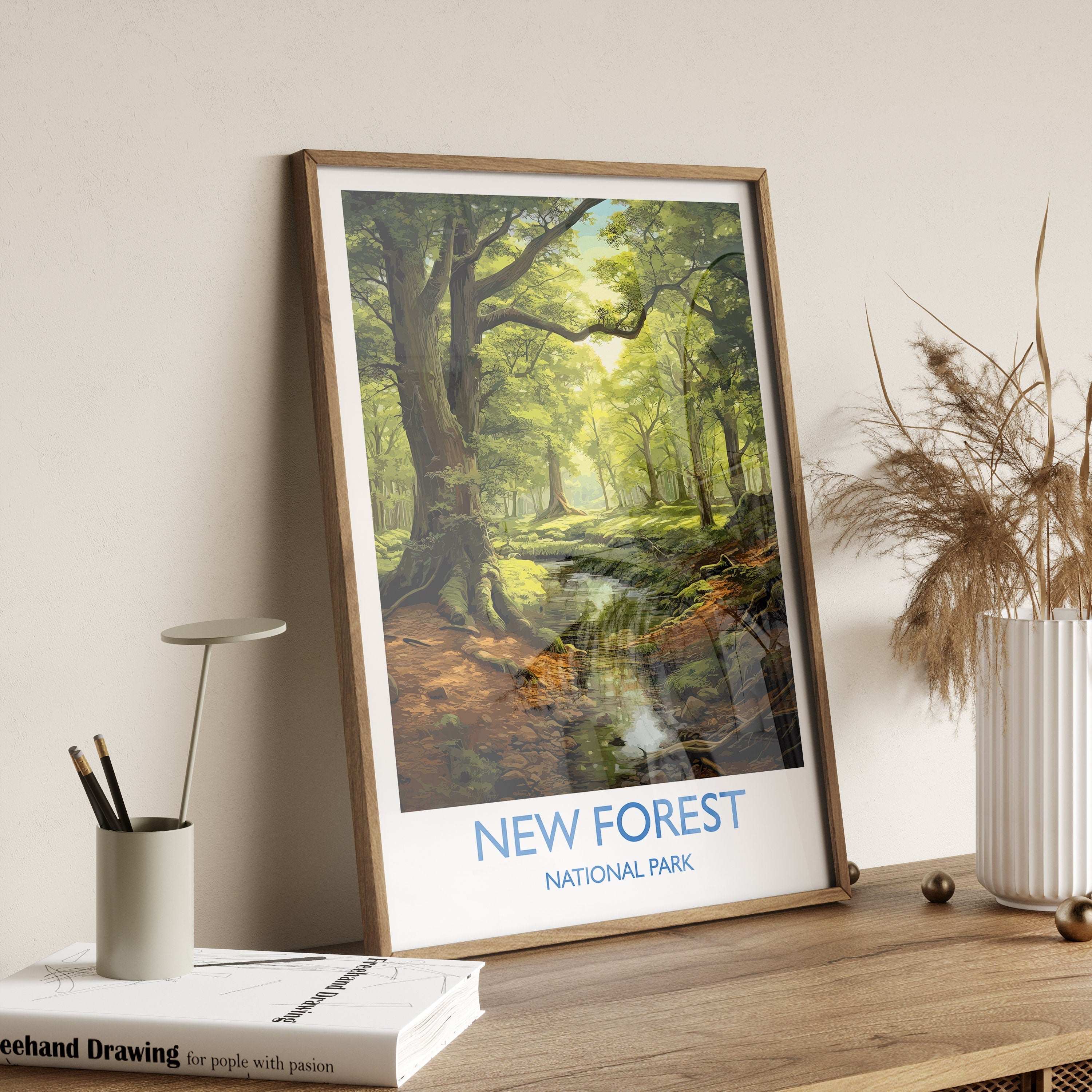 New Forest Travel Poster, Travel Print of New Forest, England, New Forest Art, New Forest Gift, Wall Art Print NQ Media Designs