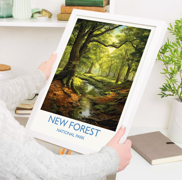 New Forest Travel Poster, Travel Print of New Forest, England, New Forest Art, New Forest Gift, Wall Art Print