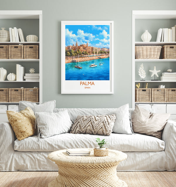 Palma Travel Print, Travel Poster of Palma, Spain, Palma Art, Palma Gift, Wall Art Print