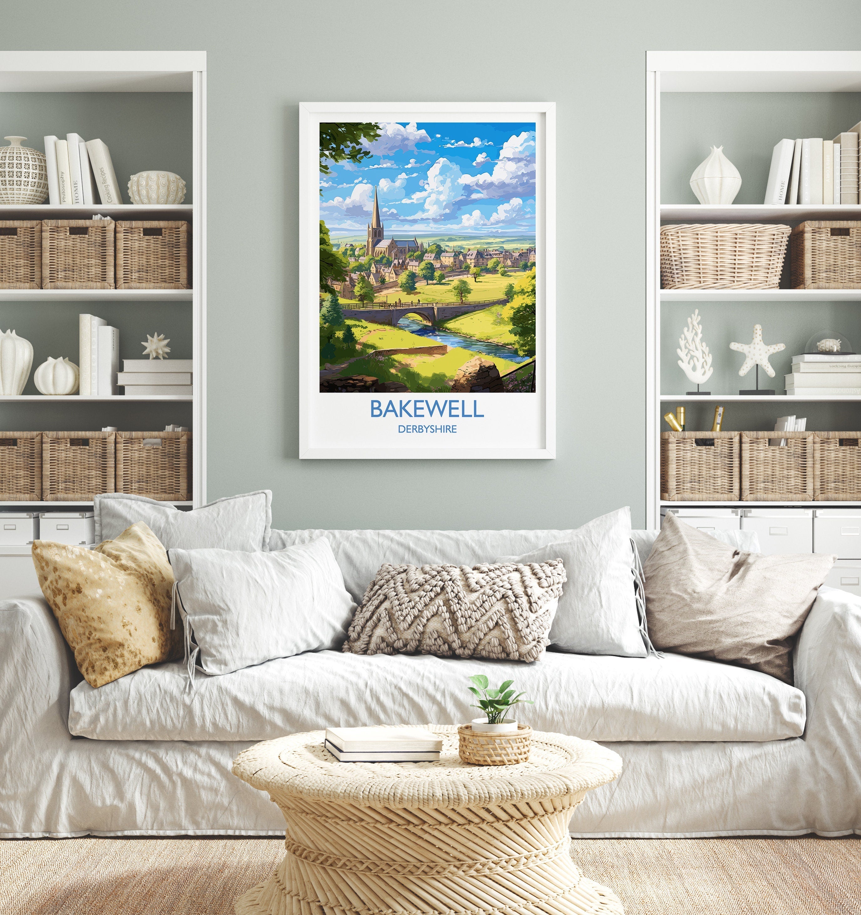Bakewell Travel Poster, Bakewell Travel Print, England, Derbyshire Art, Bakewell Gift, Wall Art Print NQ Media Designs