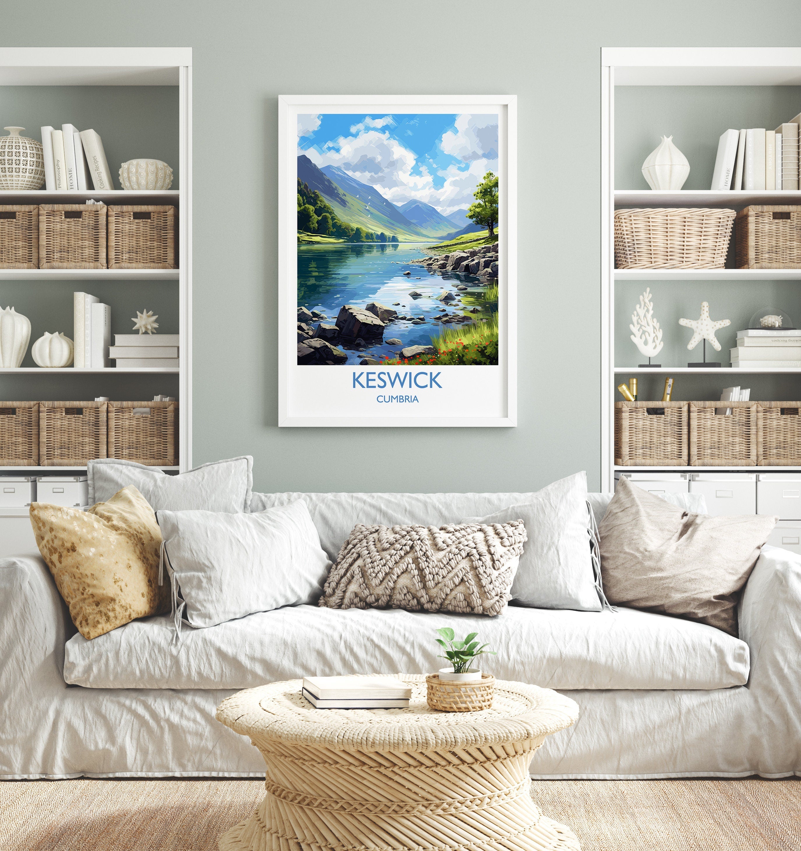 Keswick Travel Poster, Keswick Travel Print, England, Cumbria Art, Keswick Gift, Wall Art Print NQ Media Designs
