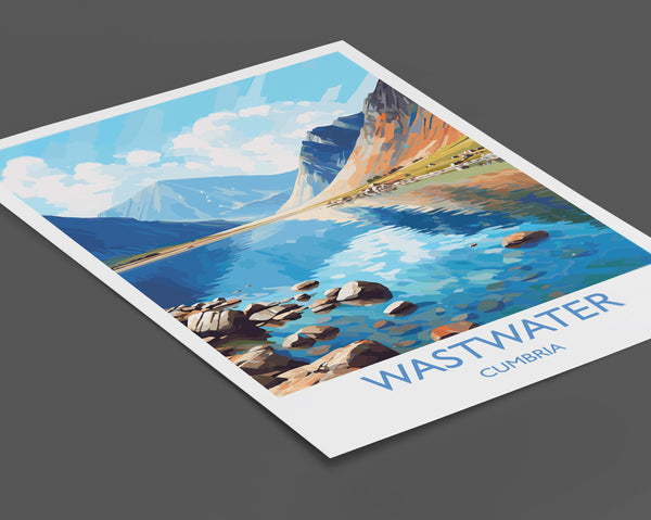 Wastwater Travel Poster, Wastwater Travel Print, England, Cumbria Art, Wastwater Gift, Lake District, Wall Art Print