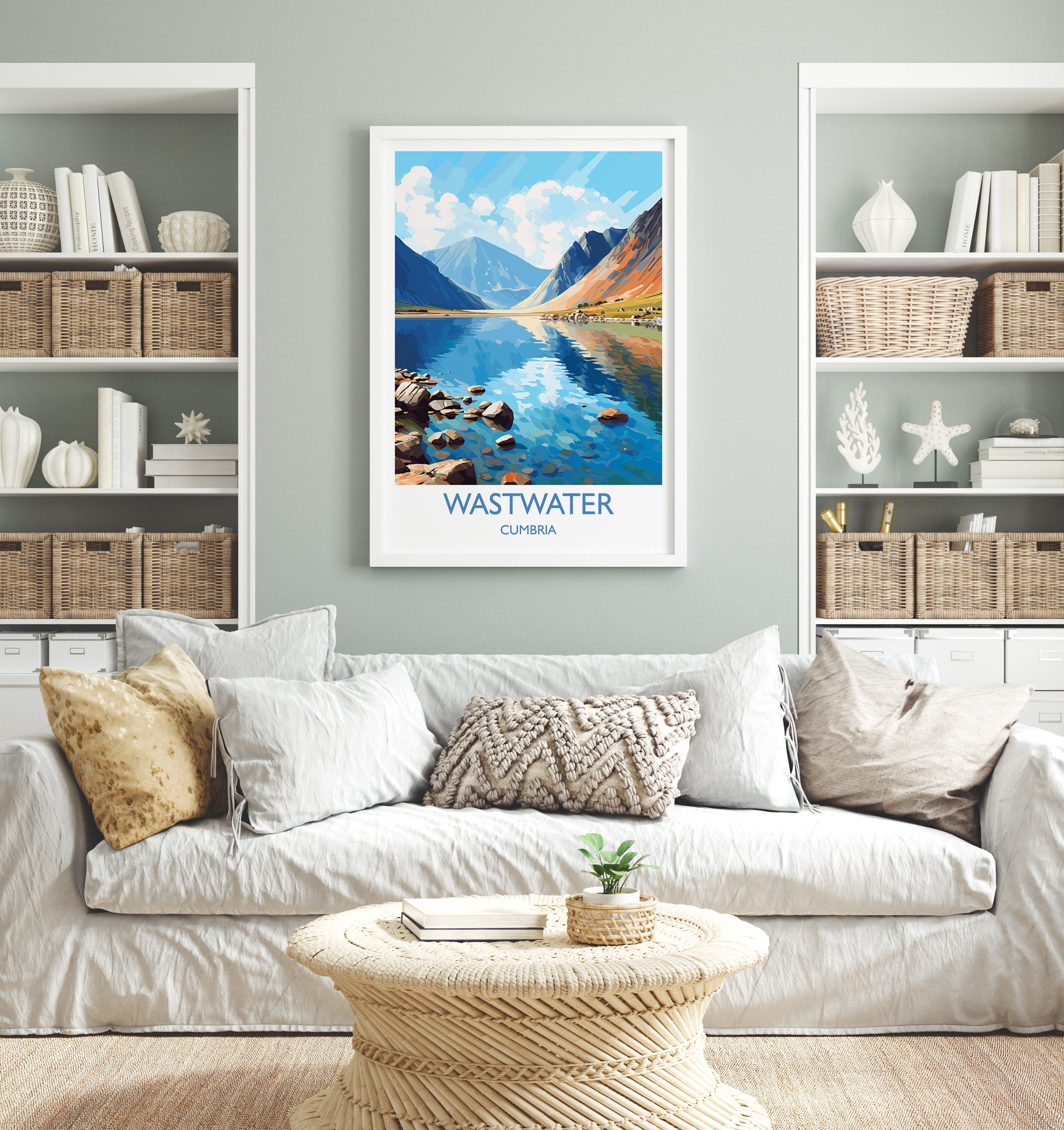 Wastwater Travel Poster, Wastwater Travel Print, England, Cumbria Art, Wastwater Gift, Lake District, Wall Art Print NQ Media Designs
