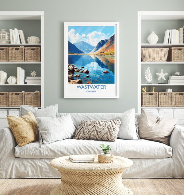 Wastwater Travel Poster, Wastwater Travel Print, England, Cumbria Art, Wastwater Gift, Lake District, Wall Art Print