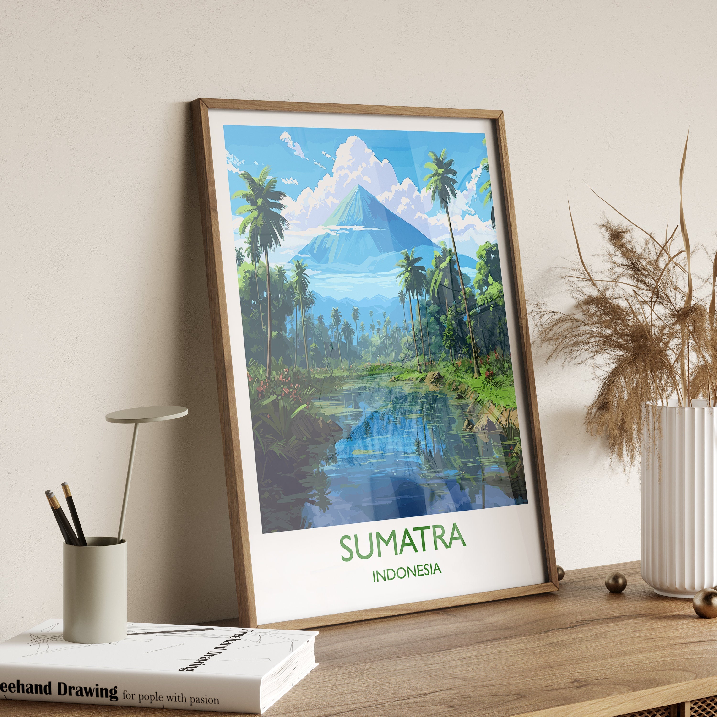 Sumatra Travel Print, Travel Poster of Sumatra, Indonesia, Sumatra Gift, Wall Art Print NQ Media Designs