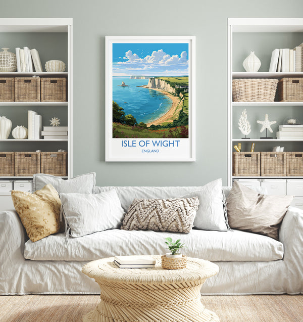Isle of Wight Travel Poster, Travel Print of Isle of Wight, England, Coast Art, Isle of Wight Gift, Wall Art Print