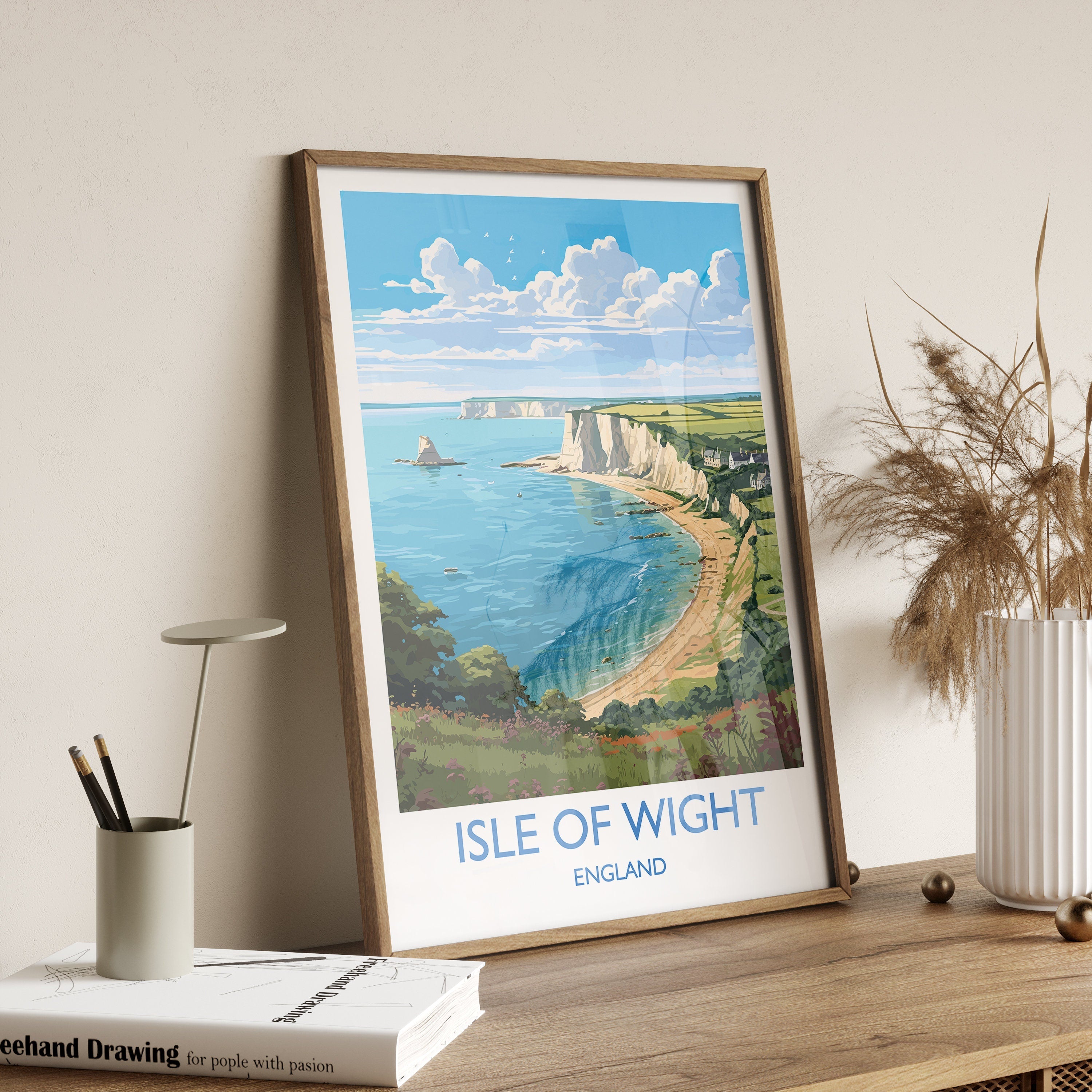 Isle of Wight Travel Poster, Travel Print of Isle of Wight, England, Coast Art, Isle of Wight Gift, Wall Art Print NQ Media Designs