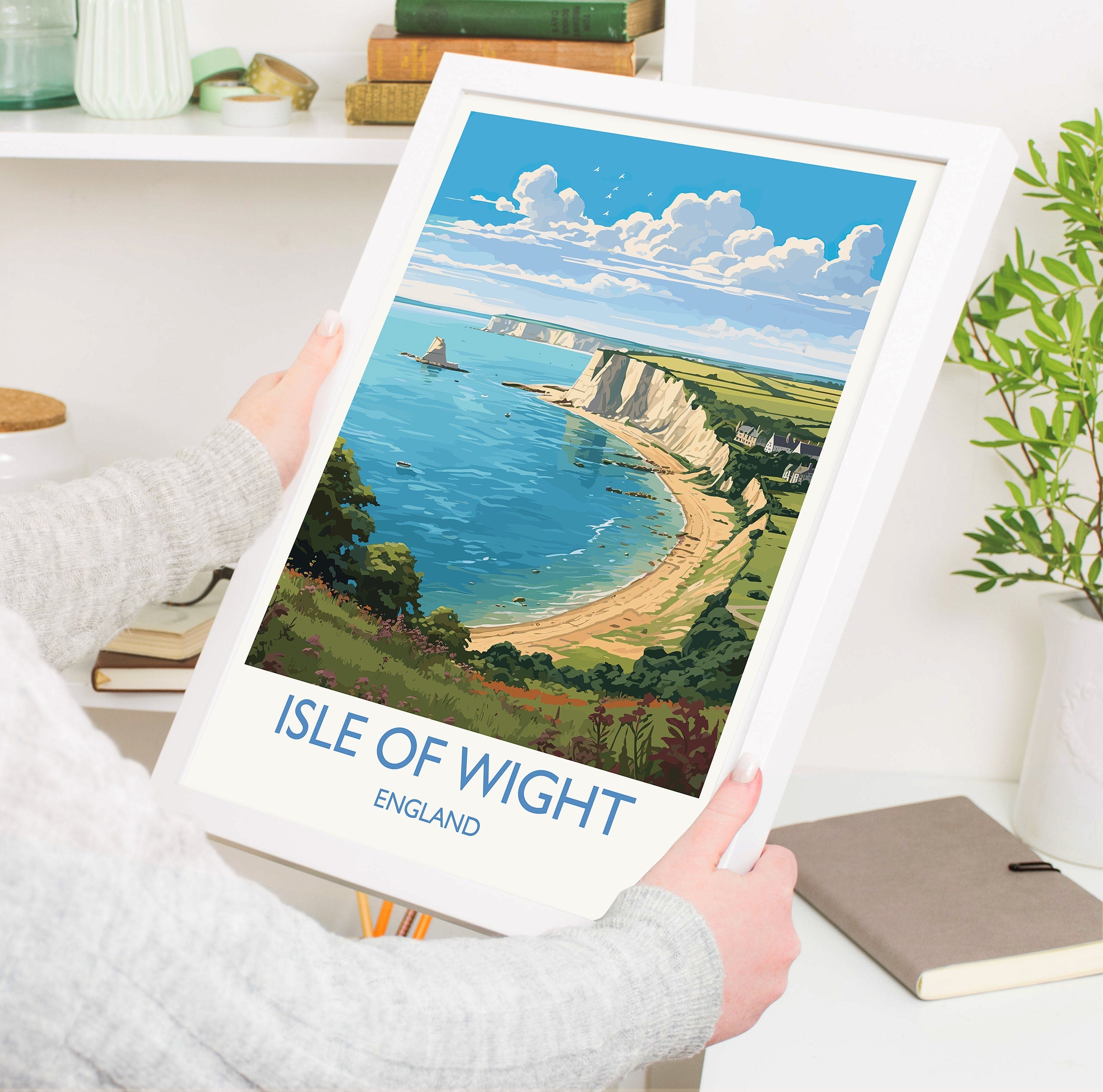 Isle of Wight Travel Poster, Travel Print of Isle of Wight, England, Coast Art, Isle of Wight Gift, Wall Art Print NQ Media Designs