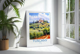 Tuscany Travel Print, Travel Poster of Tuscany, Italy, Tuscany Gift, Travel Watercolour Gift NQ Media Designs