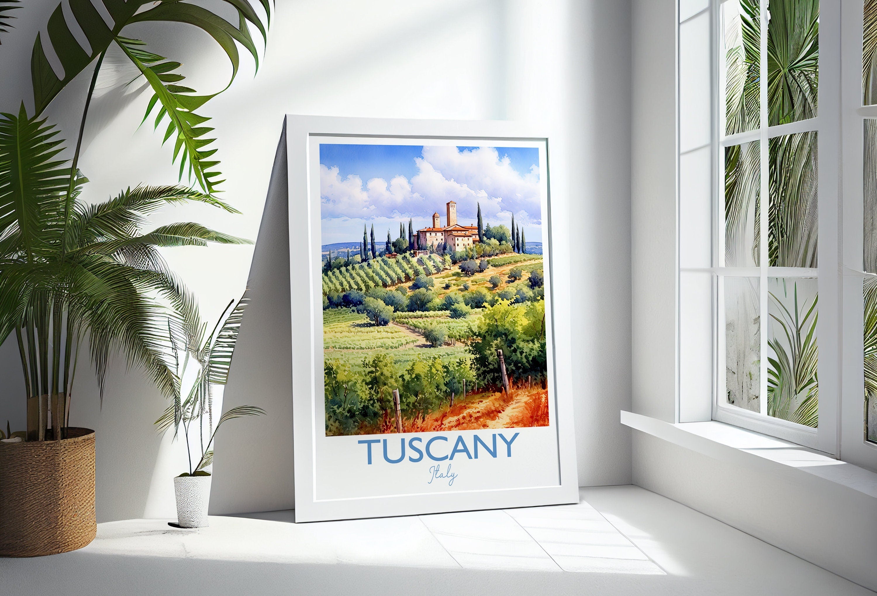 Tuscany Travel Print, Travel Poster of Tuscany, Italy, Tuscany Gift, Travel Watercolour Gift NQ Media Designs