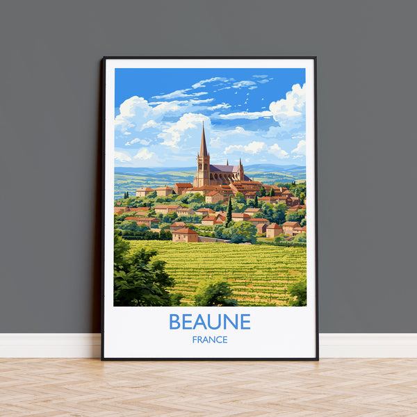 Beaune Travel Poster, Travel Print of Beaune, France, Burgundy Art, Beaune Gift, Wall Art Print