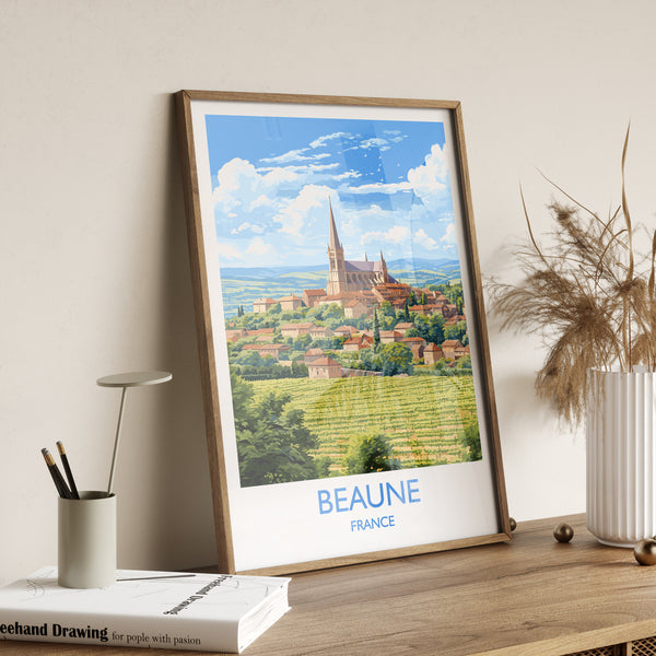 Beaune Travel Poster, Travel Print of Beaune, France, Burgundy Art, Beaune Gift, Wall Art Print