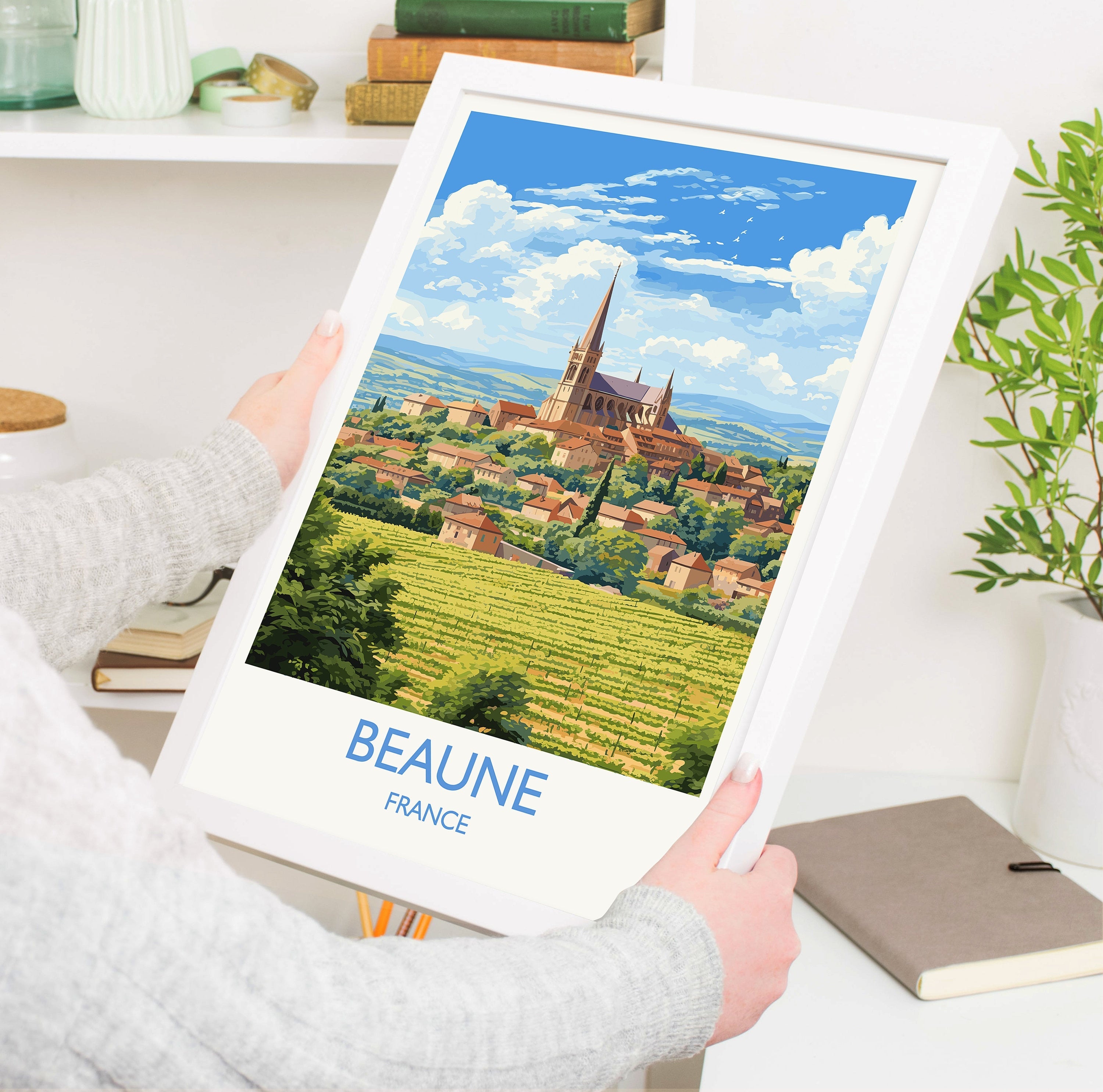 Beaune Travel Poster, Travel Print of Beaune, France, Burgundy Art, Beaune Gift, Wall Art Print NQ Media Designs