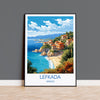 Lefkada Travel Poster, Travel Print of Lefkada, Greece Gift, Greek Islands Art, Lefkada Gift, Wall Art Print