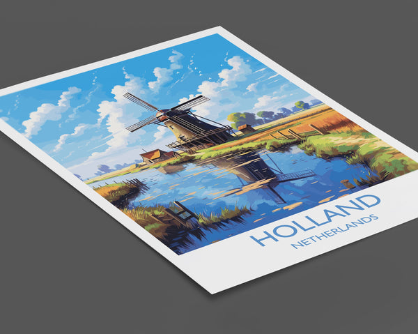 Holland Travel Poster, Travel Print of Holland, Netherlands, Dutch Art, Holland Gift, Wall Art Print