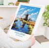 Holland Travel Poster, Travel Print of Holland, Netherlands, Dutch Art, Holland Gift, Wall Art Print