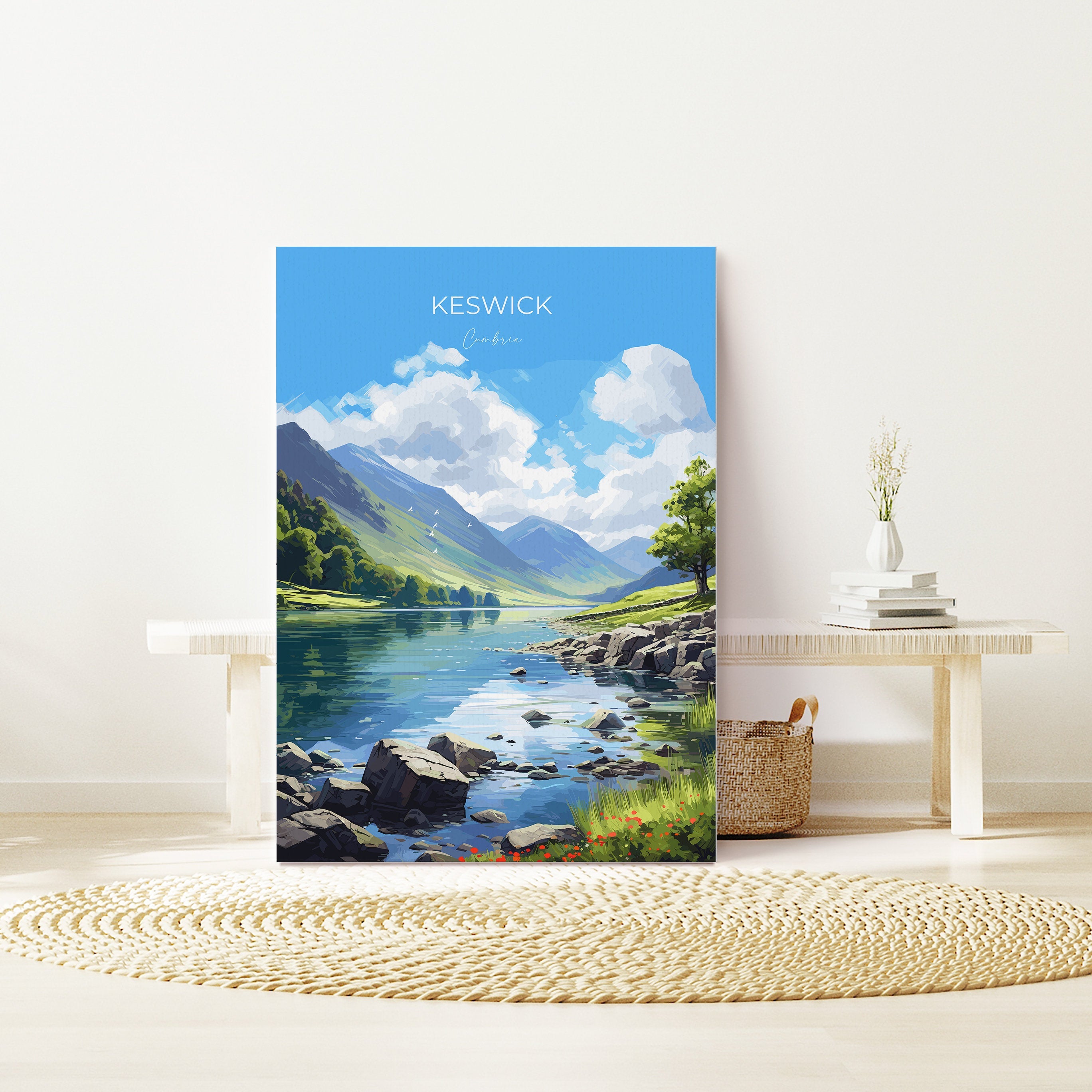 Keswick Travel Print, Keswick Travel Poster, England, Cumbria Art, Keswick Gift, Wall Art Print NQ Media Designs