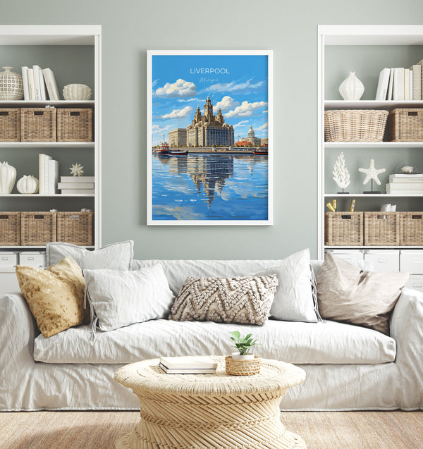 Liverpool Travel Print, Travel Poster of Liverpool, Merseyside, England, North West Coast Art, Liverpool Gift, Wall Art Print