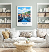 Bergen Poster, Travel Print of Bergen, Norway, Bergen Gift, Travel Gift NQ Media Designs