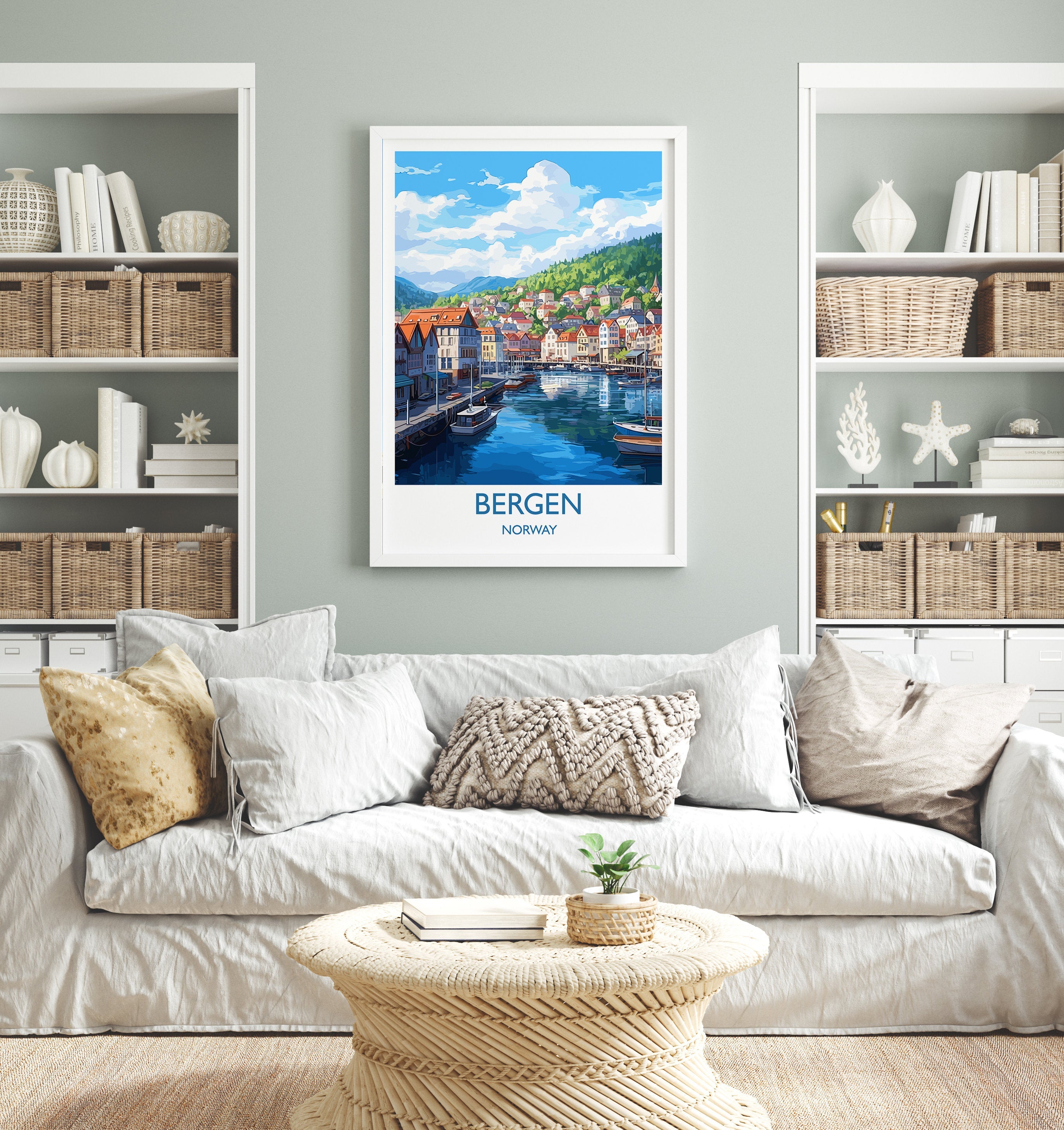 Bergen Poster, Travel Print of Bergen, Norway, Bergen Gift, Travel Gift NQ Media Designs
