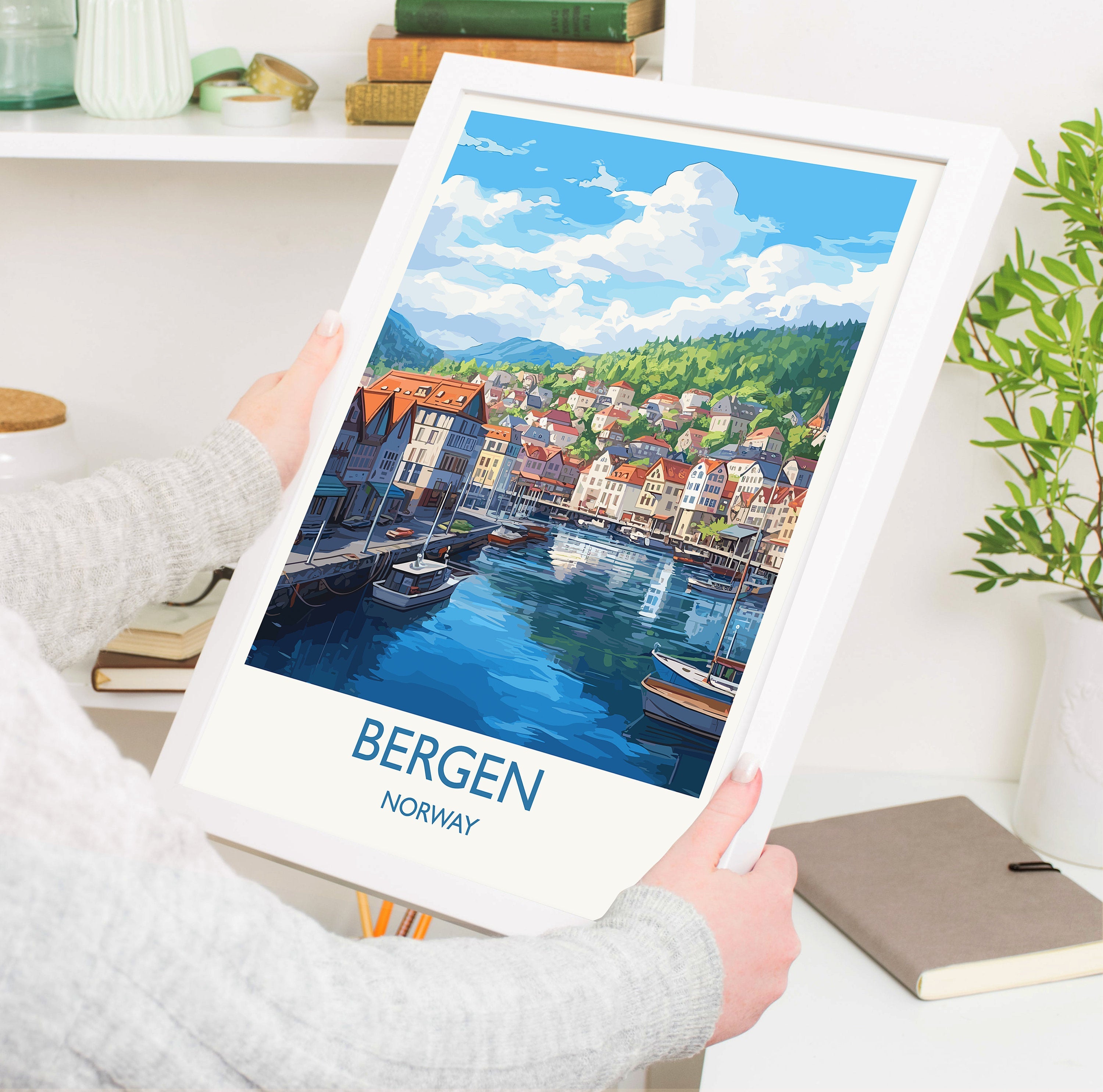 Bergen Poster, Travel Print of Bergen, Norway, Bergen Gift, Travel Gift NQ Media Designs