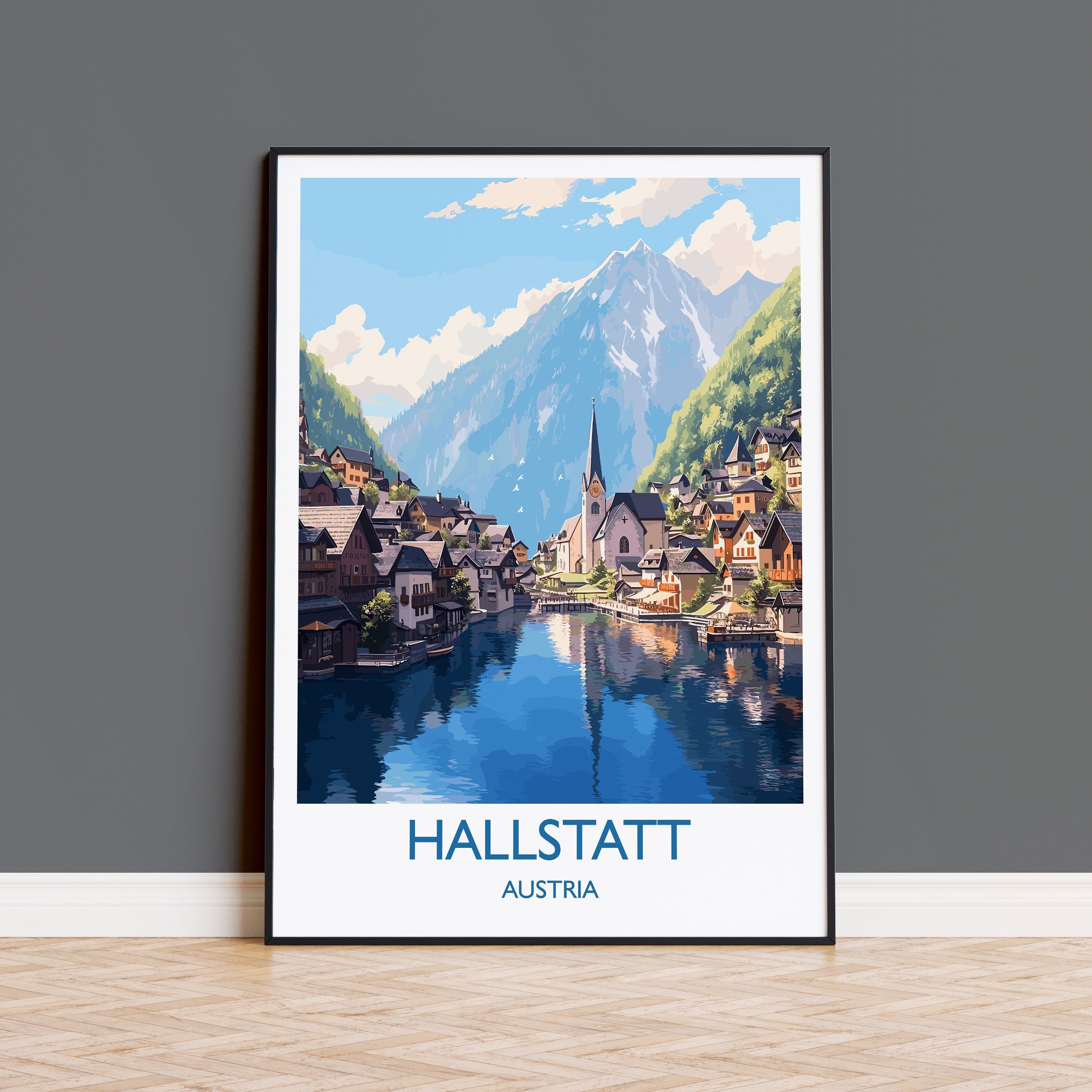 Hallstatt Poster, Travel Print of Hallstatt, Austria, Hallstatt Gift, Travel Gift NQ Media Designs