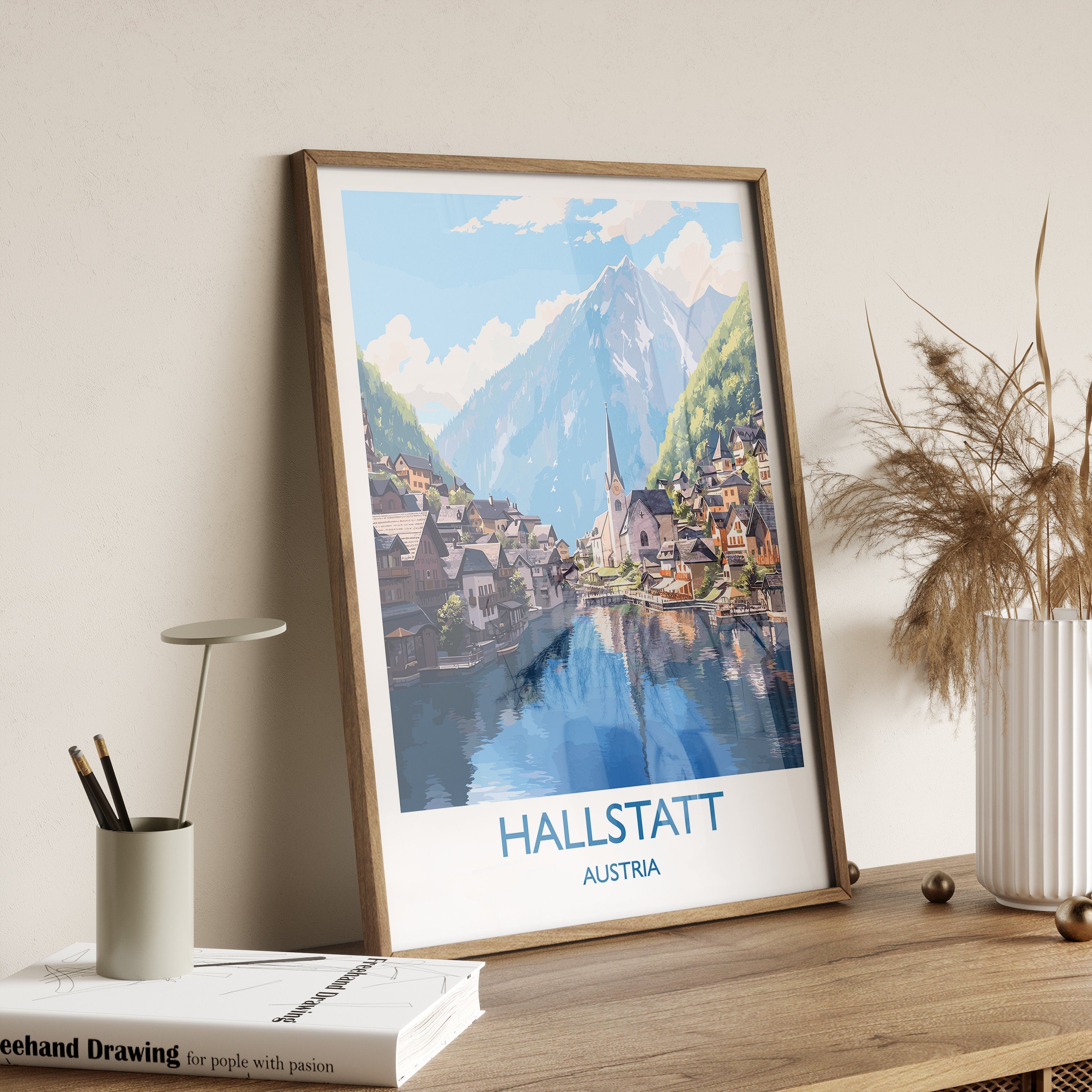Hallstatt Poster, Travel Print of Hallstatt, Austria, Hallstatt Gift, Travel Gift NQ Media Designs