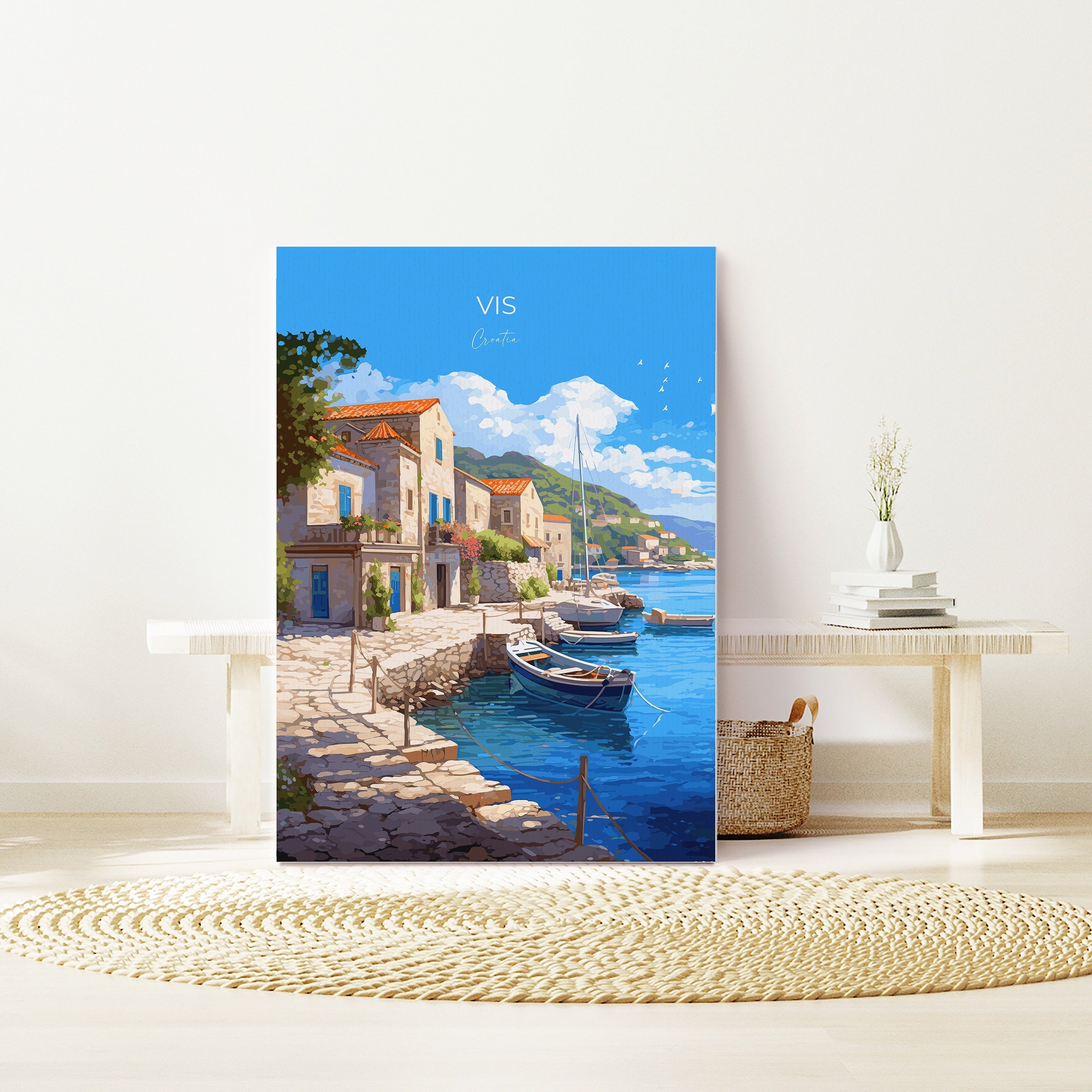 Vis Travel Print, Travel Poster of Vis, Croatia, Vis Art, Croatia Gift, Croatia Wall Art Print NQ Media Designs