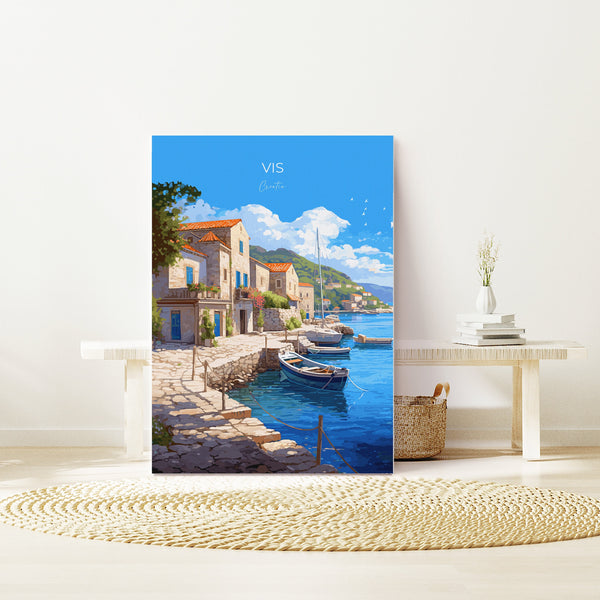 Vis Travel Print, Travel Poster of Vis, Croatia, Vis Art, Croatia Gift, Croatia Wall Art Print